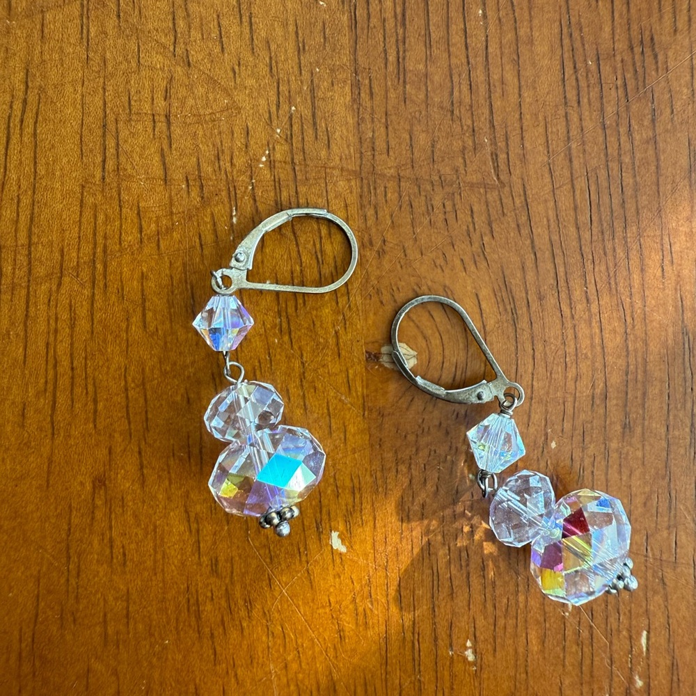 Iridescent Crystal Dangle Earrings